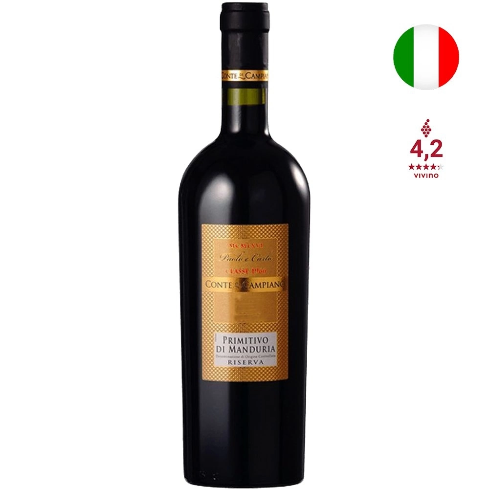 Vinho Tinto Seco Conte de Campiano Primitivo de Manduria Riserva